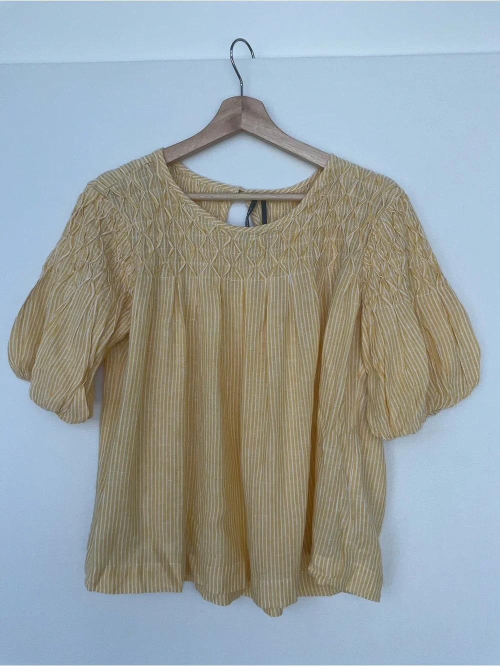 Anthropologie Liza Smocked Yoke Puff Sleeve Blouse